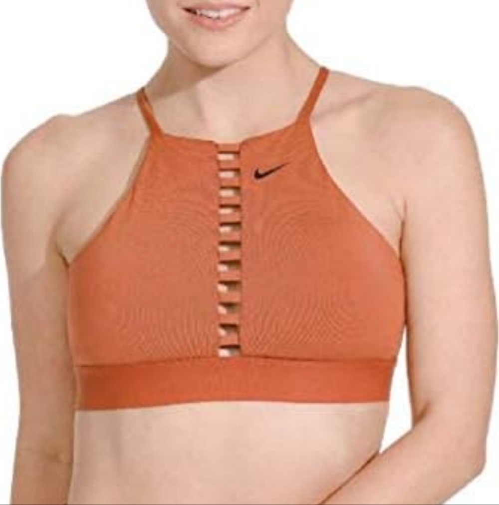 Nike Orange High Neck Sports Bra with Cutout
